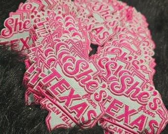 She’s From Texas Embroidered Patch – Pink Texas Girl Patch – Western Trucker Hat Patch