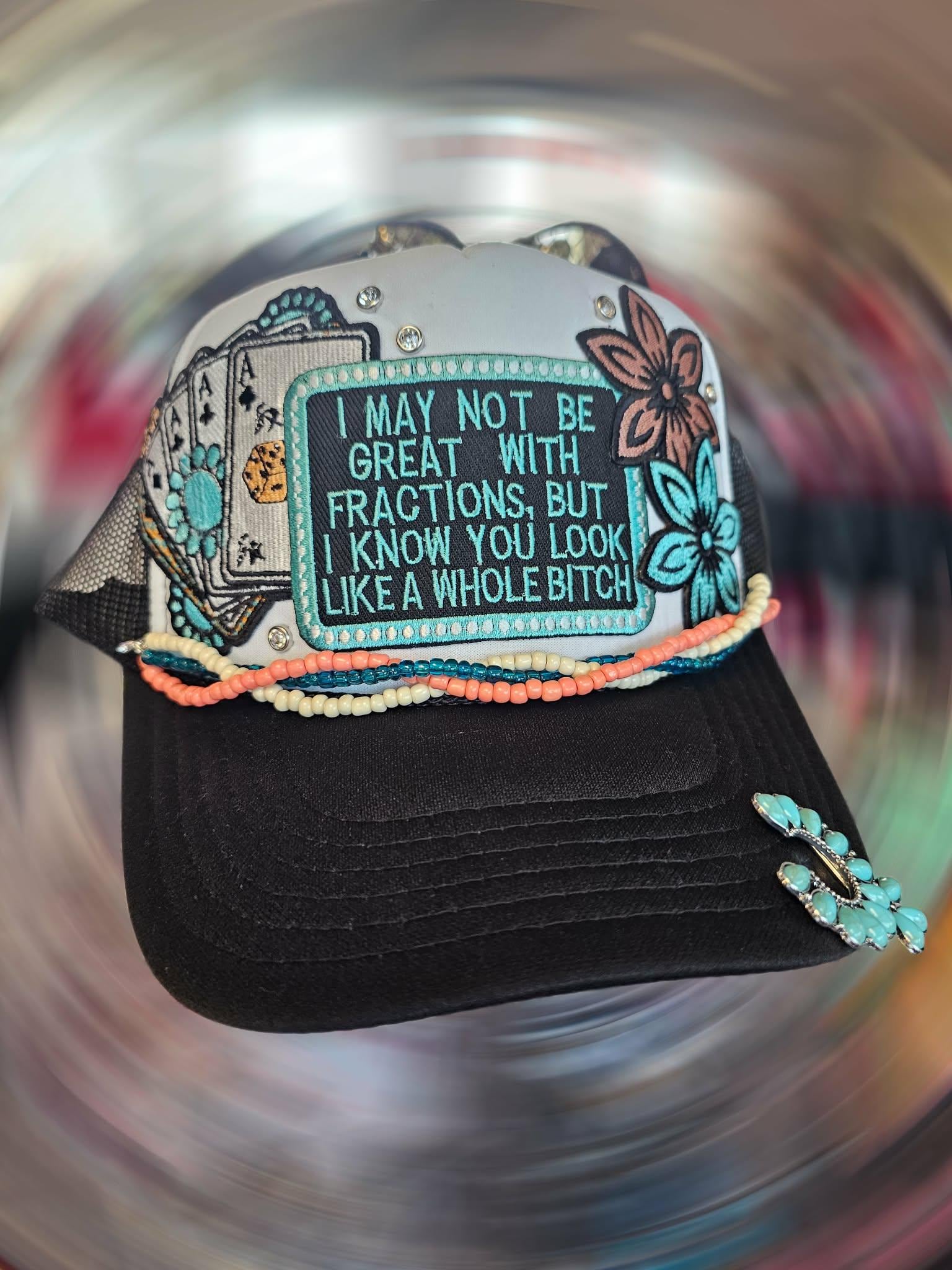 Custom made Trucker Hat! Cowgirl Sunset Turquoise Sequin Star I’m not‎ perfect… Coastal Cowgirl Trucker Hat: Pink Western Sequin Cap With  main image 2