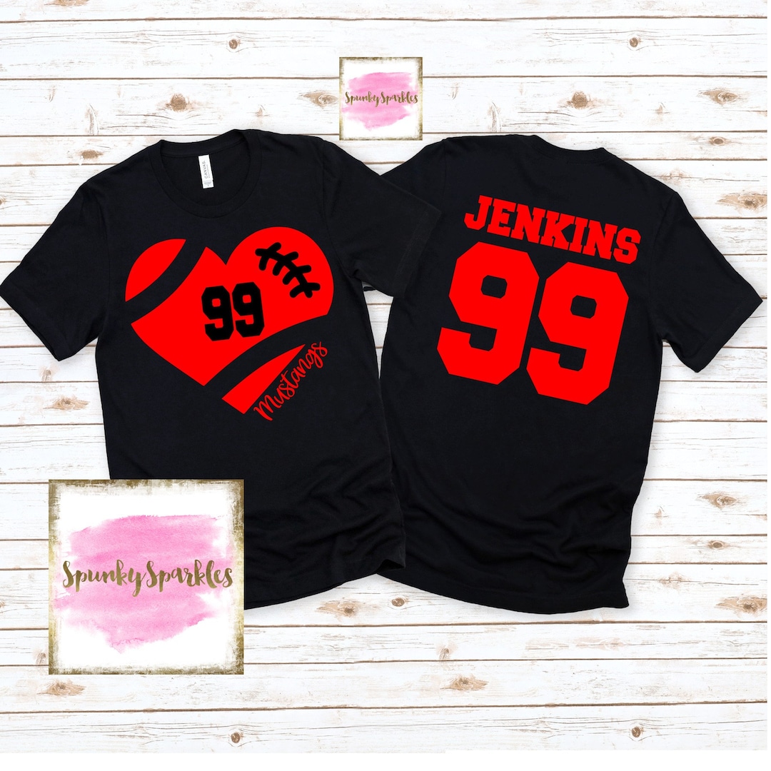 Football Heart Shirt, Custom Football Shirts, Womens Shirt, Football