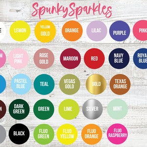 Puede incluir: Una tabla de 36 muestras de color con nombres para cada color. Los colores est&aacute;n dispuestos en filas de seis. Los colores incluyen blanco, lim&oacute;n, oro amarillo, naranja, lila, morado, rosa, rosa medio, rosa claro, oro rosa, marr&oacute;n, rojo, azul marino, azul real, azul cielo, azul pastel, azul turquesa, oro de Las Vegas, oro, naranja de Texas, marr&oacute;n, verde oscuro, verde, lima, plata, menta, gris, negro, verde fluorescente, amarillo fluorescente, naranja fluorescente y frambuesa fluorescente.