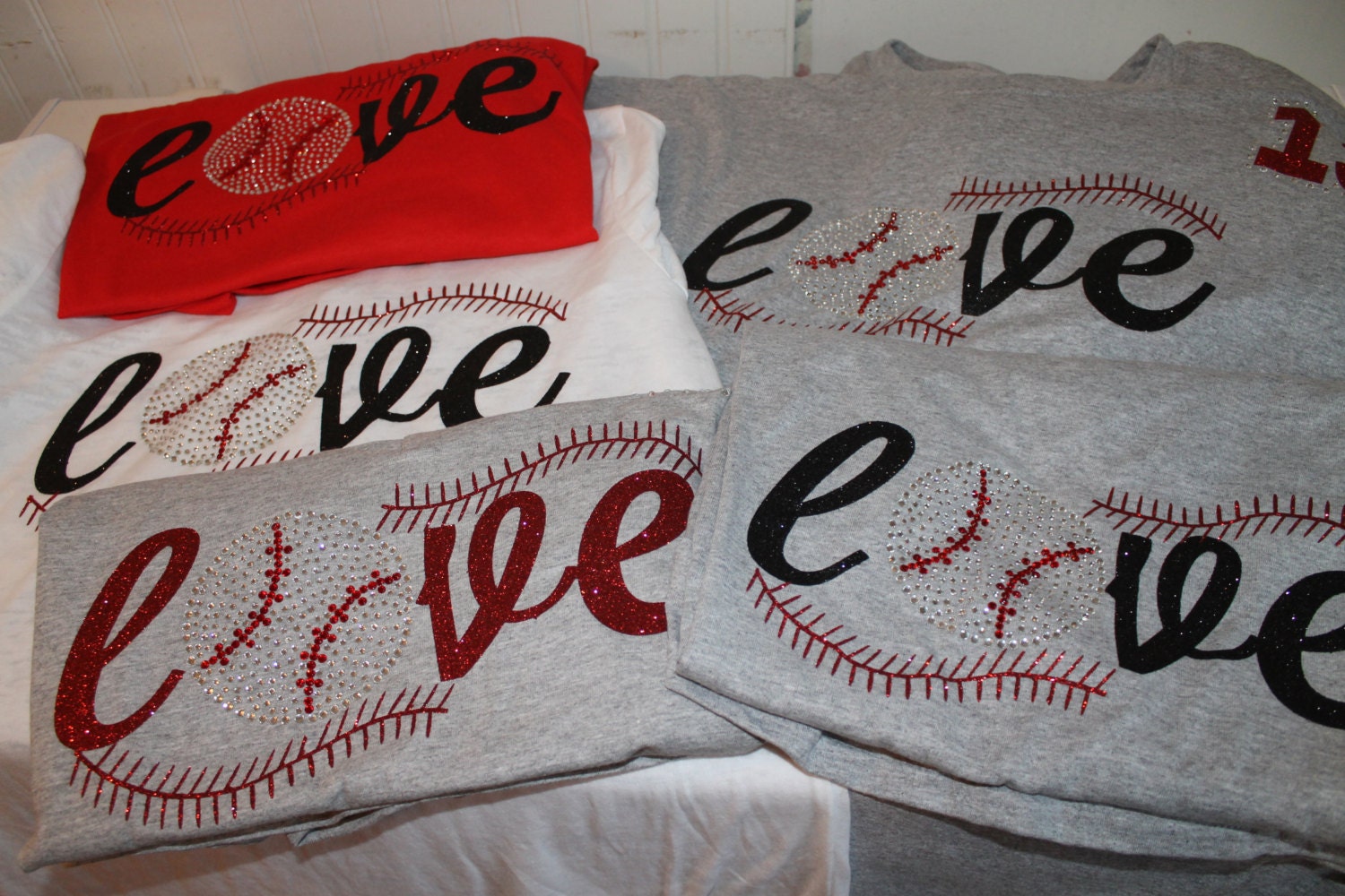 Love Baseball or Softball Bling and Glitter Shirt Baseball | Etsy