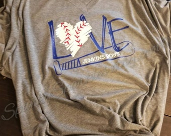 Love Baseball Shirt, Personalized Baseball Shirt, Baseball Mom Shirts, Game Day T-Shirt, Womens Shirt, Plus Size, Baseball Team Shirts,