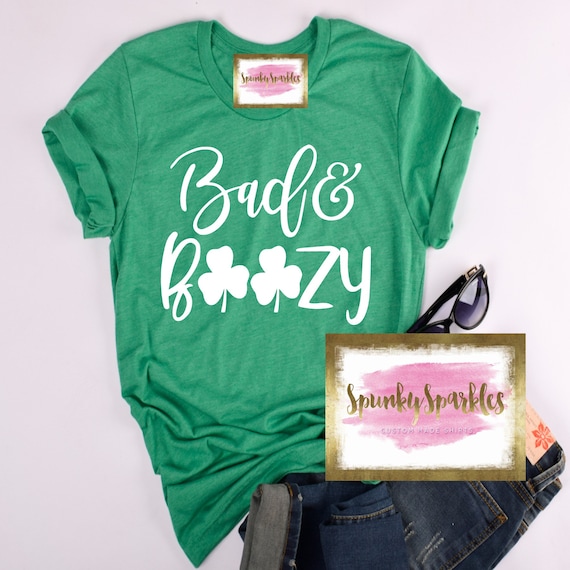 Leopard Shamrock Bad And Boozy Funny St Patrick Day Drinking T-Shirt Leopard Shamrock Bad And Boozy Funny St Patrick Day Drinking T-Shirt