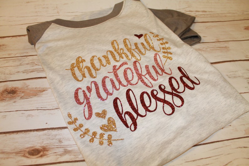 Thankful Grateful and Blessed Shirt, Thankful Shirt, Give Thanks T-Shirt, Thanksgiving Shirt, Thanksgiving, Fall Raglan, Blessed Shirt, image 5