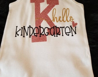 Hello Kindergarten Shirt, Hello Kindergarten, Back to School Shirt, Girls Shirt, School Shirt, Kindergarten Shirt, School Tank, Girls Tank