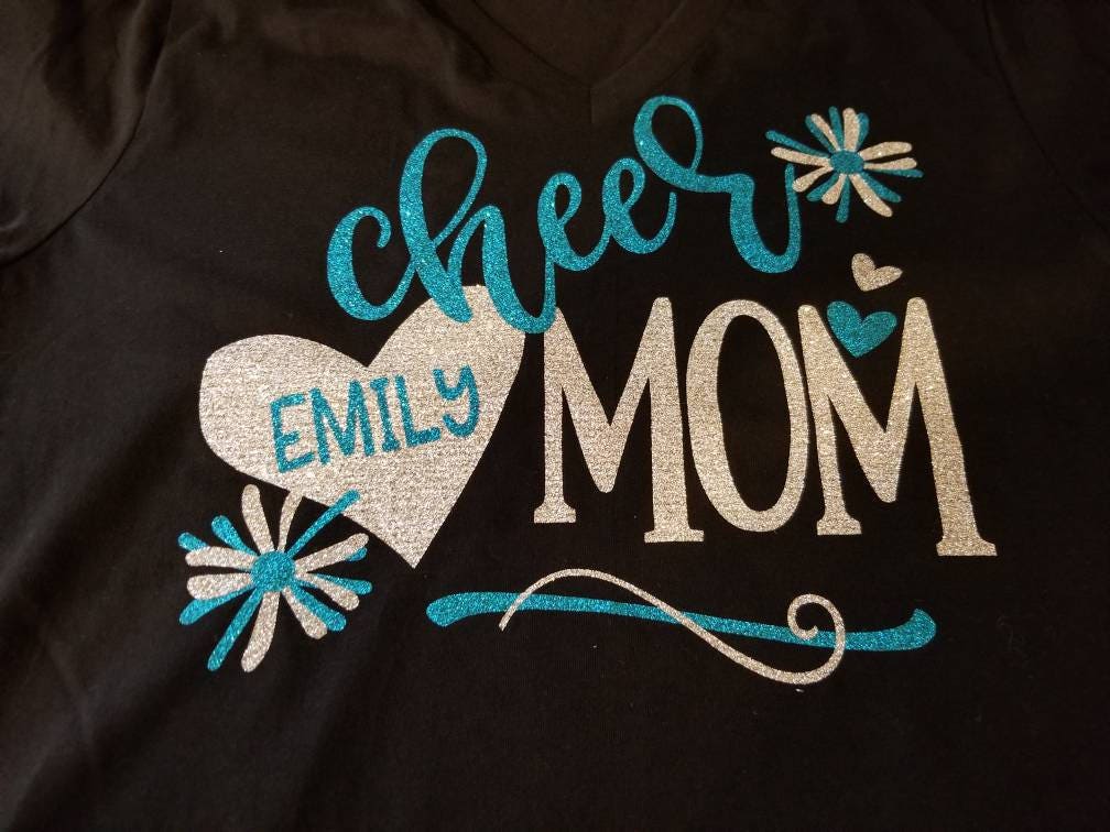 Cheer Mom Shirt Bling Shirt Cheer Mom Personalized Cheer Etsy