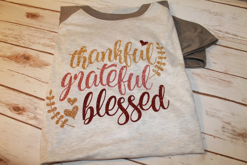 Thankful Grateful and Blessed Shirt, Thankful Shirt, Give Thanks T-Shirt, Thanksgiving Shirt, Thanksgiving, Fall Raglan, Blessed Shirt, image 4