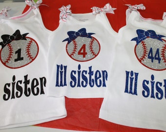 Baseball Sister Shirt, Little Sister Shirt, Girls Shirt, Girls Baseball Tank, Big Sister Shirt, My Brothers Biggest Fan, Personalized Shirt