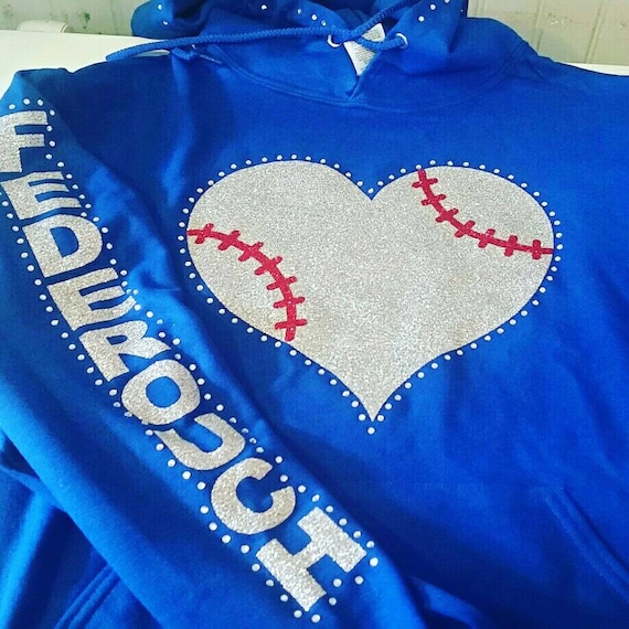 Personalized Baseball Mom Hoodie, Heart Baseball, Softball