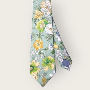 Sage Green Floral Slim Tie