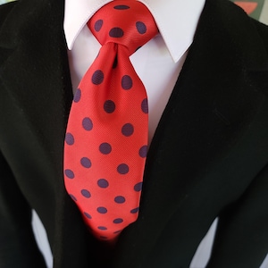 Red Polka Dot Silk Tie Pocket Square Cufflink Set