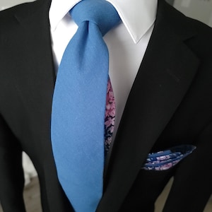 Steel Blue Rose Pink Floral Peekaboo Tie