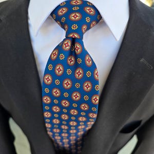 Midnight Blue Floral Dot Tie