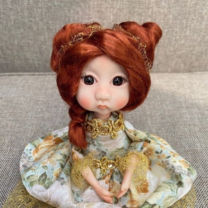 Hand sculpted Polymer Clay Art Doll, OOAK Art For Home Decor, Decorative Collection from Artist, Unique Dolls for Collecting, Cloth Body