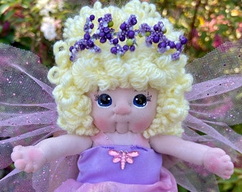 Plush Fairy Doll, Hanging Fairy Ornament, Soft Sculpture Doll, Fairy Room Decor