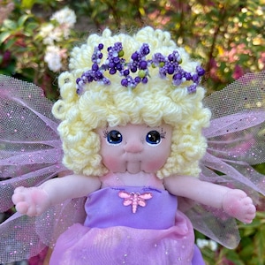 Small Cloth Fairy Doll, Hanging Fantasy Ornament, Soft Sculpture Dolls, Magical Room Decor, Whimsical OOAK Art, Decorative Faeries for Gift