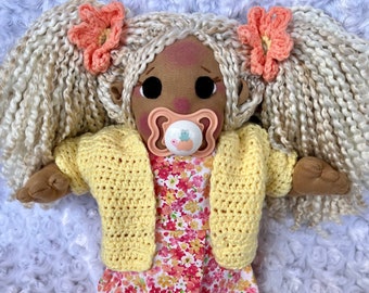 Soft Baby Doll with Pacifier | Waldorf Nursery Decor | Handmade Cloth Art Doll | Gift for Girls