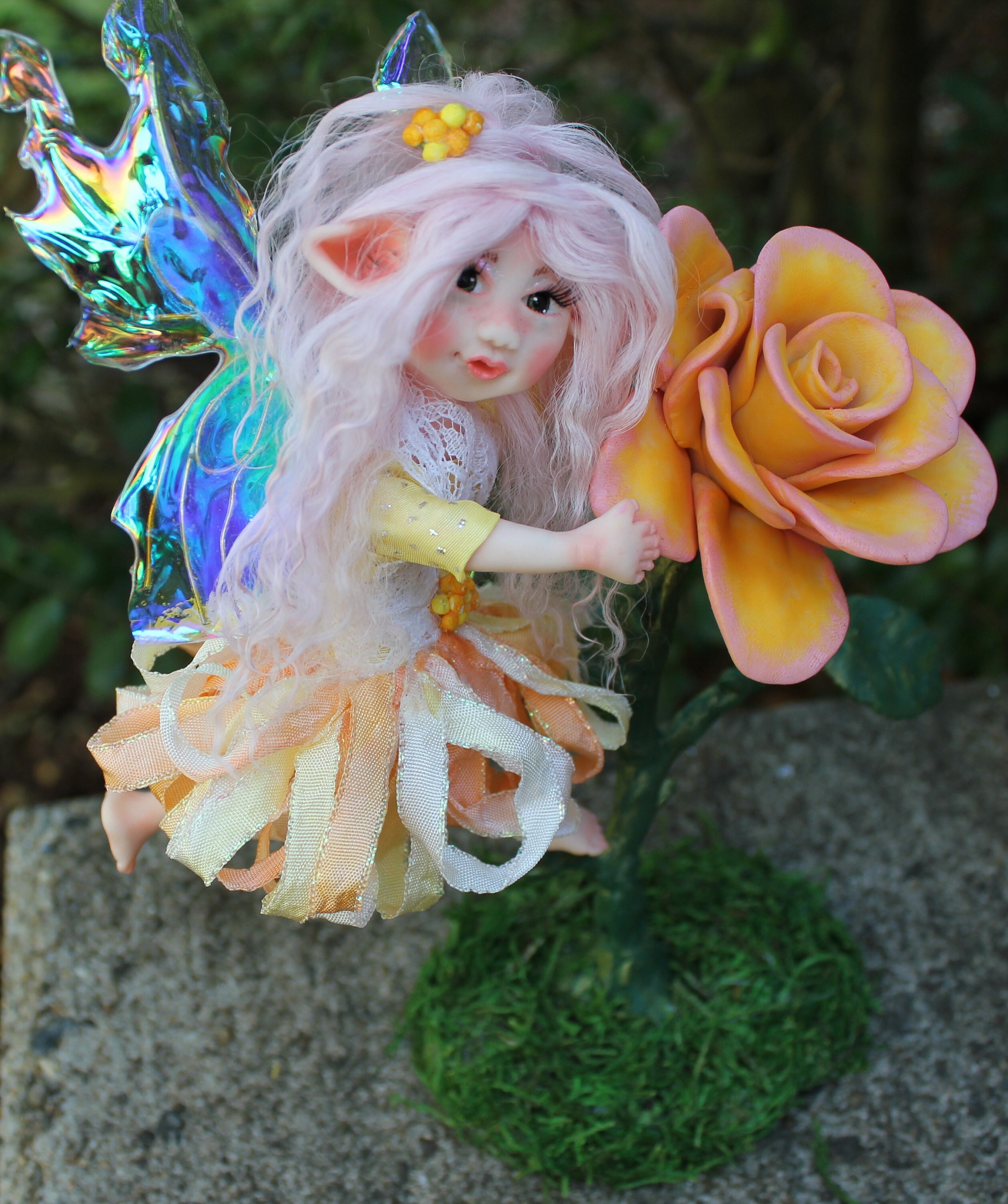 Flower Fairy Doll OOAK Fairy Doll Polymer Clay Fairy Sculpture Etsy