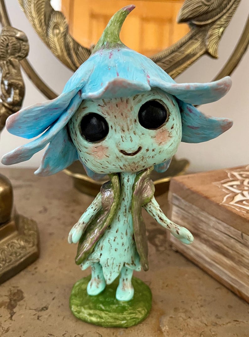 Handmade Flower Pixie Fantasy Forest Creature, Polymer Clay Art Doll ...