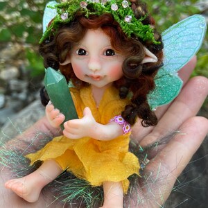 Magic Fairies, Fairy Sculpture with Aventurine Green Crystal, Figurines for Faerie Decor image 9