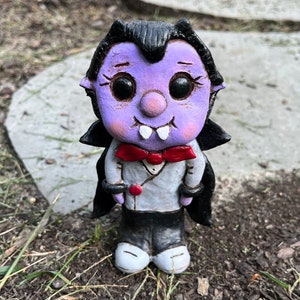 Handmade Polymer Clay Vampire Figurine, Spooky Halloween Decor