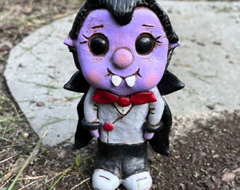 Halloween Vampire Figurines, Spooky Cute Dracula Figure, Original Art Shelf Sitter, Unique Fall Decorations, Primitive Fall Nick Nack Decor
