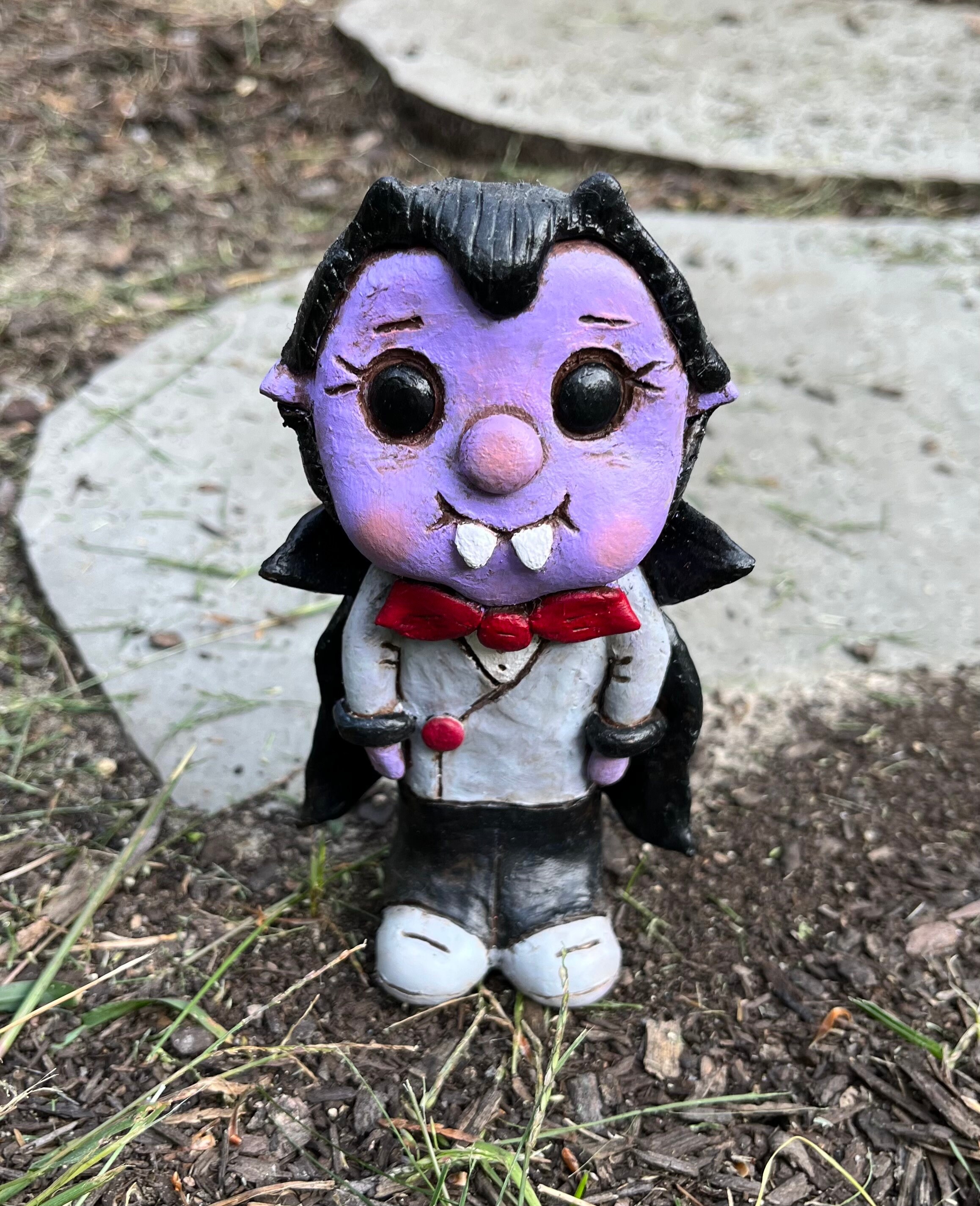 Halloween Vampire Figurines, Spooky Cute Dracula Figure, Original Art Shelf Sitter, Unique Fall Decorations, Primitive Fall Nick Nack Decor