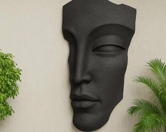 Customizable Face Sculpture Wall Decor, Modern Abstract Wall Art, Large 3D Wall Mask for Home and Office 95x7x50 cm (37.4x2.7x19.6 in)