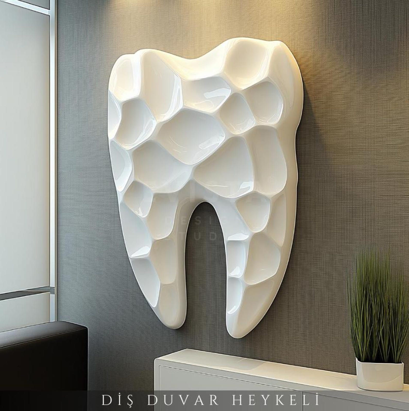 Tooth Wall Decor Sculpture 4 for Dental Clinic Unique 3D Wall Art for