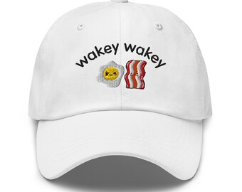 Wakey Wakey Eggs en Bakery-hoed | Hoed met spek en eieren | Ontbijt | Lover-hoed voor ontbijt | Brunchpet | Ochtend | Campinghoed |
