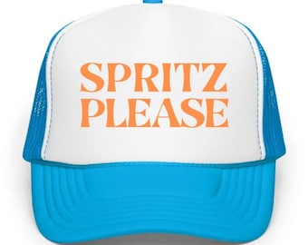 SPRITZ PLEASE Embroidered Cap or Printed Trucker Hat, Aperol Spritz Trucker Hat, Custom Aperol Hat, Spritz Hat, Aperol Trucker, Aperol Cap
