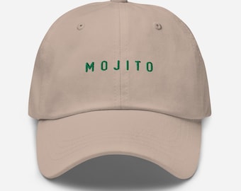 Sombrero bordado de mojito, cóctel de mojito, sombrero para amantes del ron, gorra de despedida de soltera, gorra de menta, sombrero de mojito sencillo, sombrero de cóctel minimalista