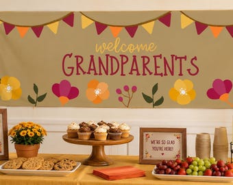 Autumn Fall Inspired Banner Canva Template Mockup | Instant Download | 6x2 ft | Grandparents Day