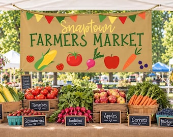 5x3 ft. Farmers Market Banner Template | Editable in Canva | Instant Download