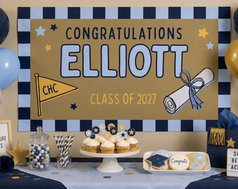 5x3 ft. Graduation Party Banner Canva Template Mockup | Instant Download | Edit in Canva