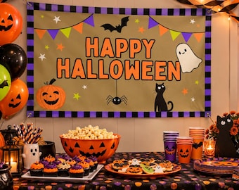 Happy Halloween Banner Template | Fully Editable in Canva | Instant Download | 5x3 ft.