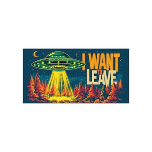 UFO Bumper Stickers - Quirky Vinyl Decals for Cars, Fun Road Trip Decor, Alien Enthusiast Gifts, Retro Vibes, Outdoor Adventure