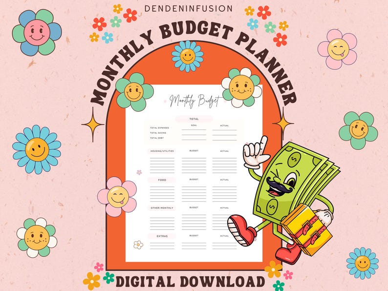 White Printable Budget Planner Editable in Canva, Cute Monthly Budget ...