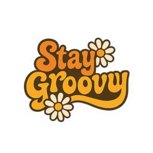 Retro Stay Groovy Vintage Kiss-Cut Stickers | Retro Floral Decor, Peace Love Stickers, Laptop Accessories, Gift for Friends, 70s Vibe