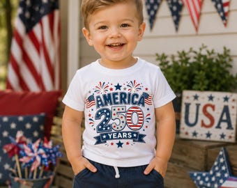 Toddler Patriotic America 250 Years T-Shirt, 4th of July Flag Top