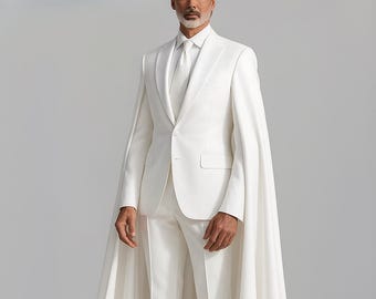 Traje de novio real con capa, esmoquin victoriano para bodas, traje gótico de terciopelo bordado, traje de boda a medida, atuendo de novio regio