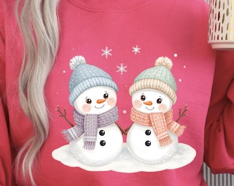 Schneemann Paar Sweatshirt | Urlaub Winter gemütlich