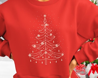 Weihnachtsbaum Crewneck Sweatshirt - Doodle Kugeln, festlicher Winter Pullover