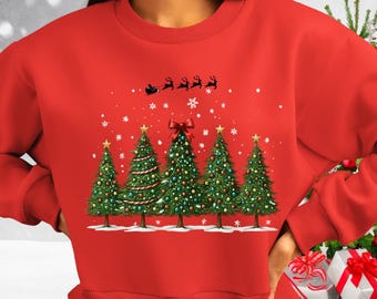 Weihnachtsbaum Crewneck Sweatshirt - Urlaubsszene, Unisex Winterkleidung