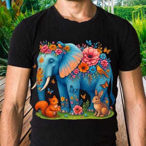 Boho Floral Elephant T-Shirt: Bohemian Yoga Graphic Tee
