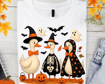 Gruselige Geist Enten-Halloween-T-Shirt | Kürbis Aufnäher Shirt