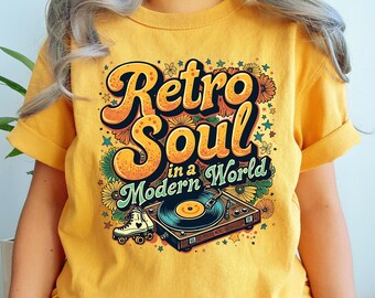Retro Rollschuh T-Shirt: 70er Jahre Groovy Schallplatten Grafik