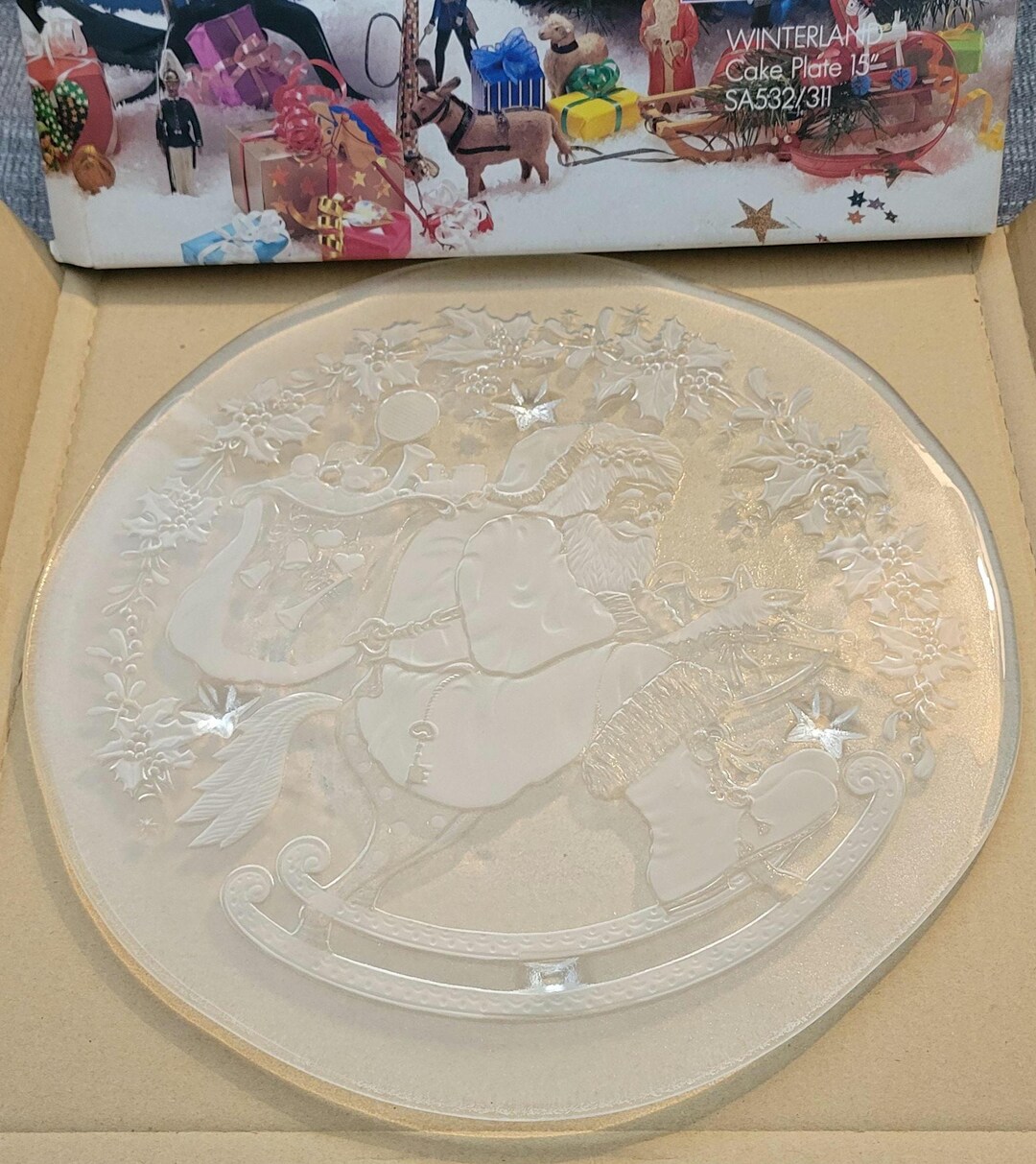 Winterland Santa Rocking Horse Cake Plate 15