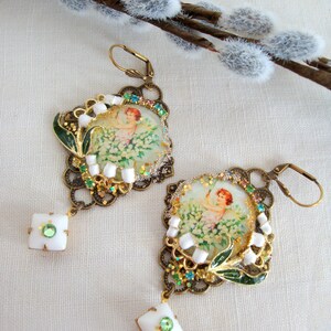 lily of the valley angel earrings boucles d'oreilles ange dans le muguet fait main image 6