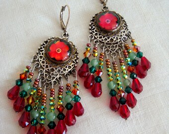 boucles d'oreilles florales gitanes fait main